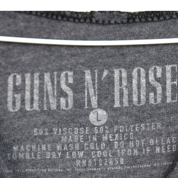 Guns N Roses Shirt L Womens Graphic Print Baseball Tee Gray 3/4 Sleeve V Neck - Picture 4 of 6